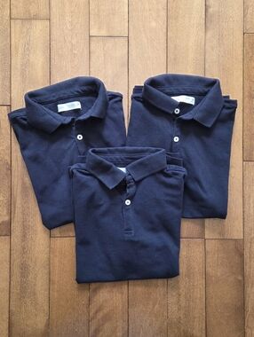 Zara Kids Set of 3 Classic Navy Short Sleeve Polo Shirts Size 11-12